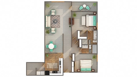 Floor plan for 2 beds, 2 baths, 1528 sqft